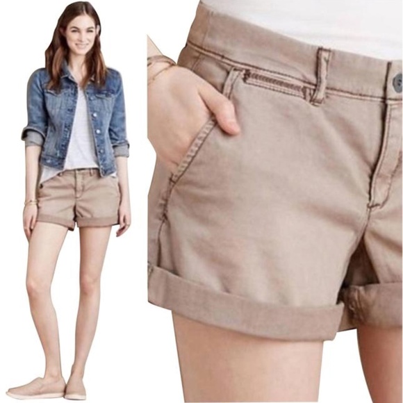Anthropologie Pilcro and the Letterpress Hyphen Shorts in Beige/Taupe - Picture 2 of 6